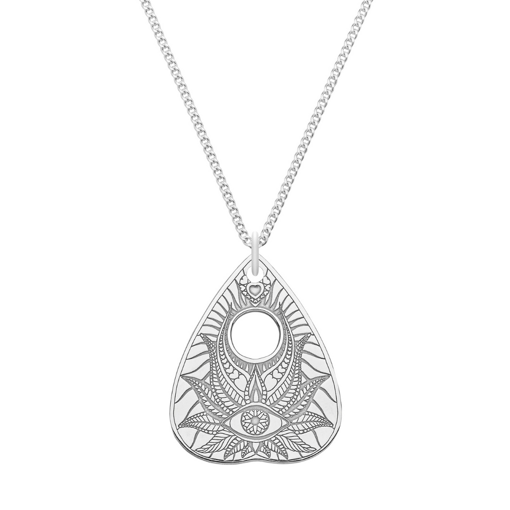 Planchette - Lotus Flower Solid Silver Pendant
