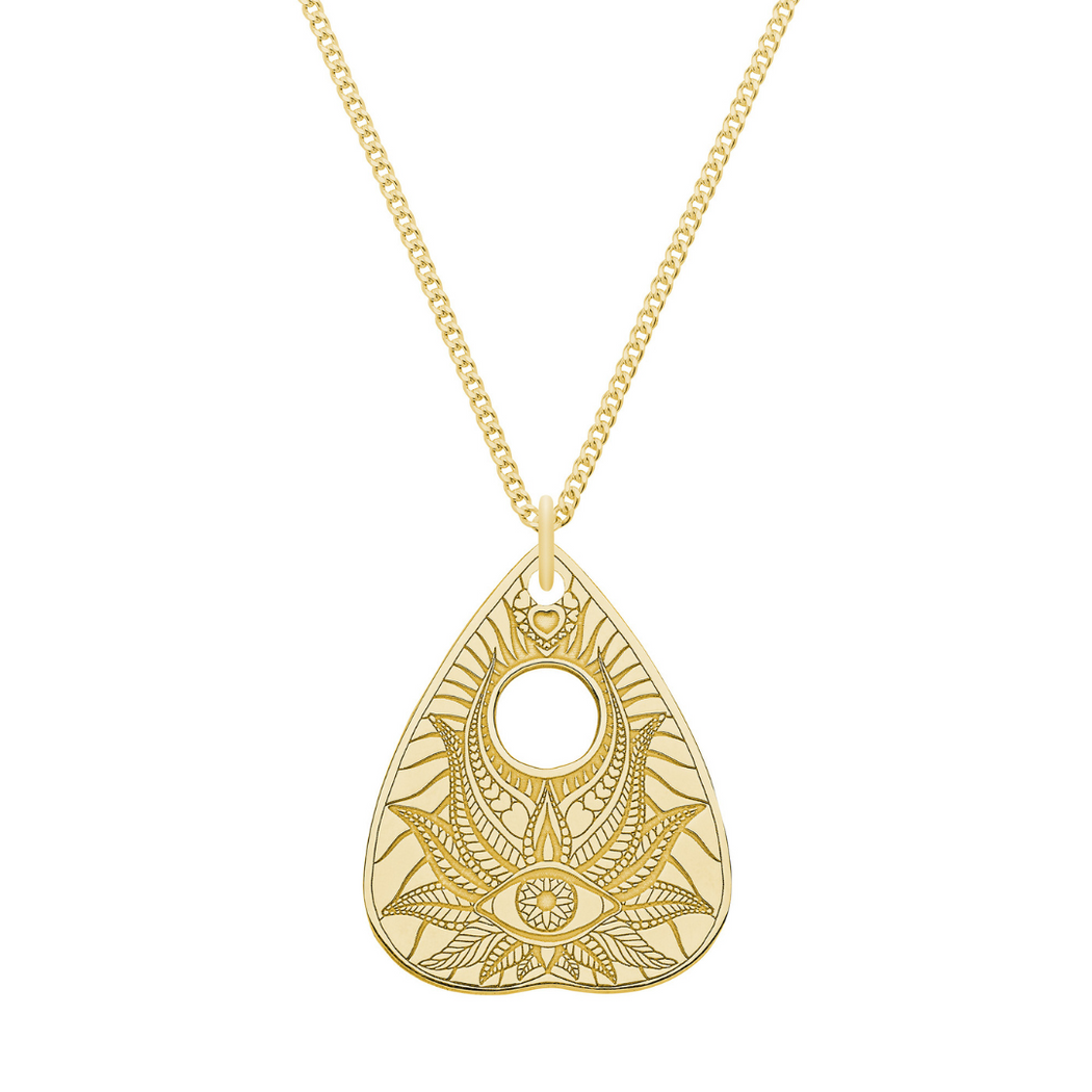 Planchette - Lotus Flower Solid Gold Pendant