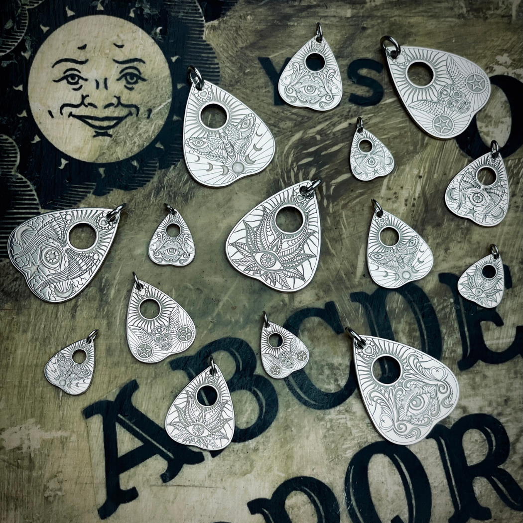 Planchette - Lotus Flower Solid Silver Pendant