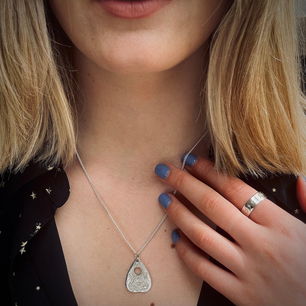 Planchette - All Seeing Eye Pendant Solid Silver